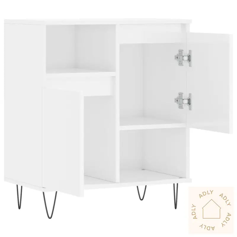 Skjenk Høyglans Hvit 60X35X70 Cm Konstruert Tre