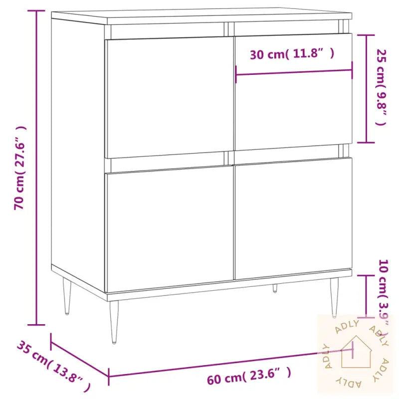 Skjenk Sonoma Eik 60X35X70 Cm Konstruert Tre