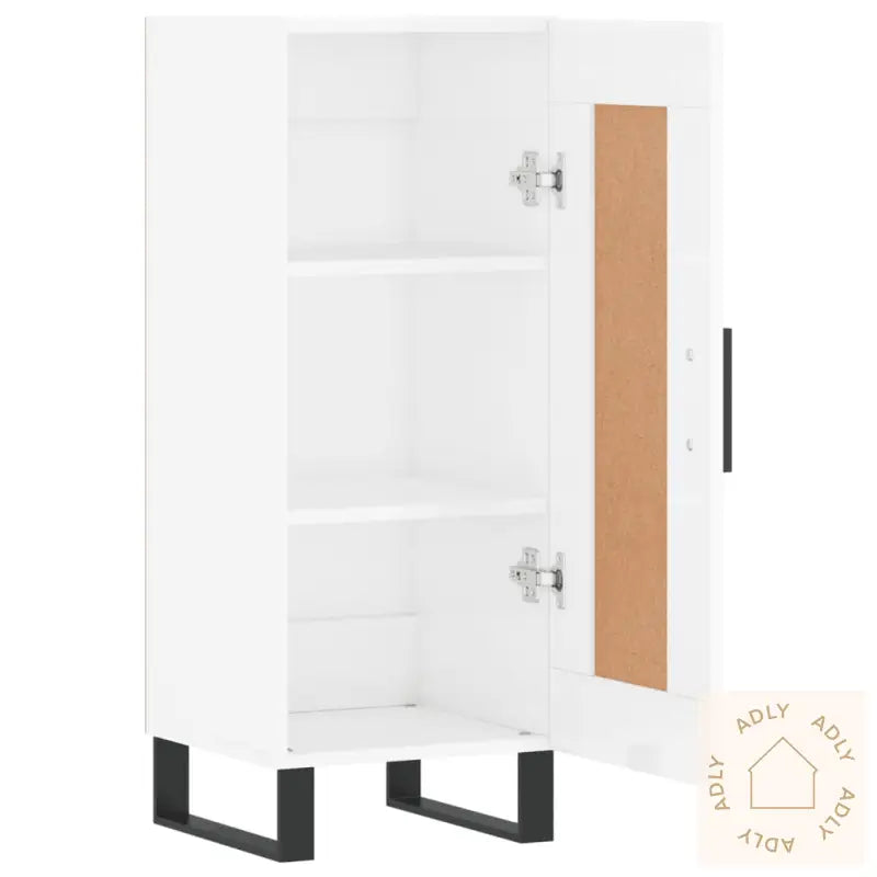 Skjenk Høyglans Hvit 34,5X34X90 Cm Konstruert Tre