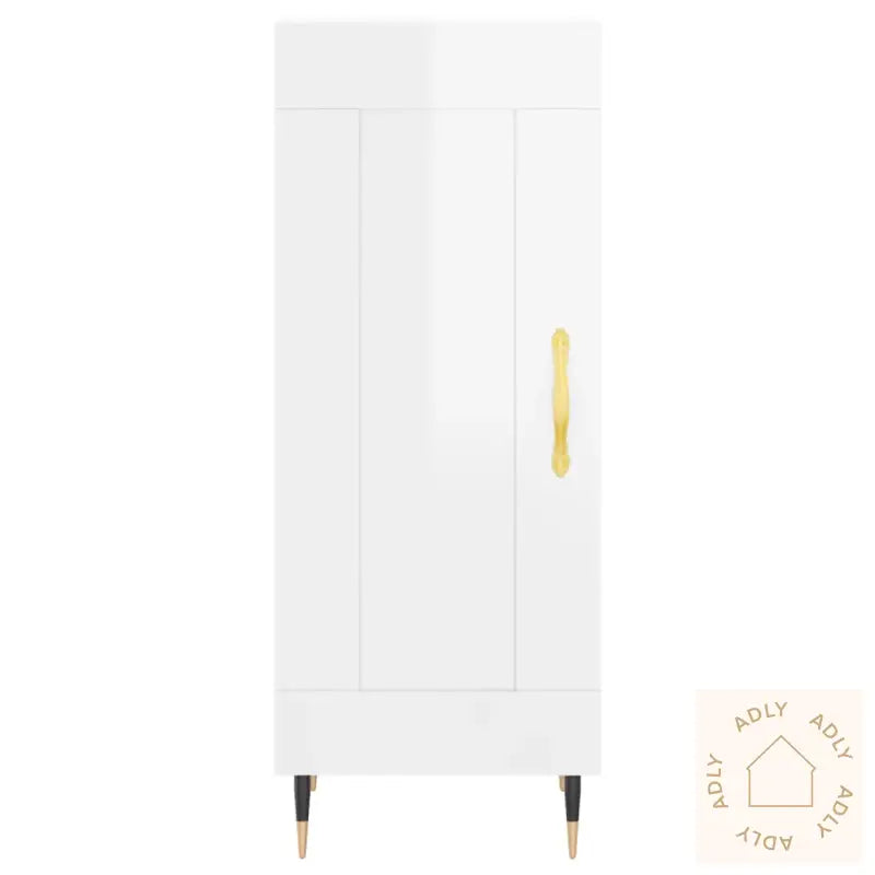 Skjenk Høyglans Hvit 34,5X34X90 Cm Konstruert Tre