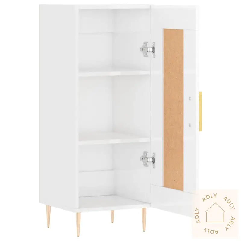 Skjenk Høyglans Hvit 34,5X34X90 Cm Konstruert Tre