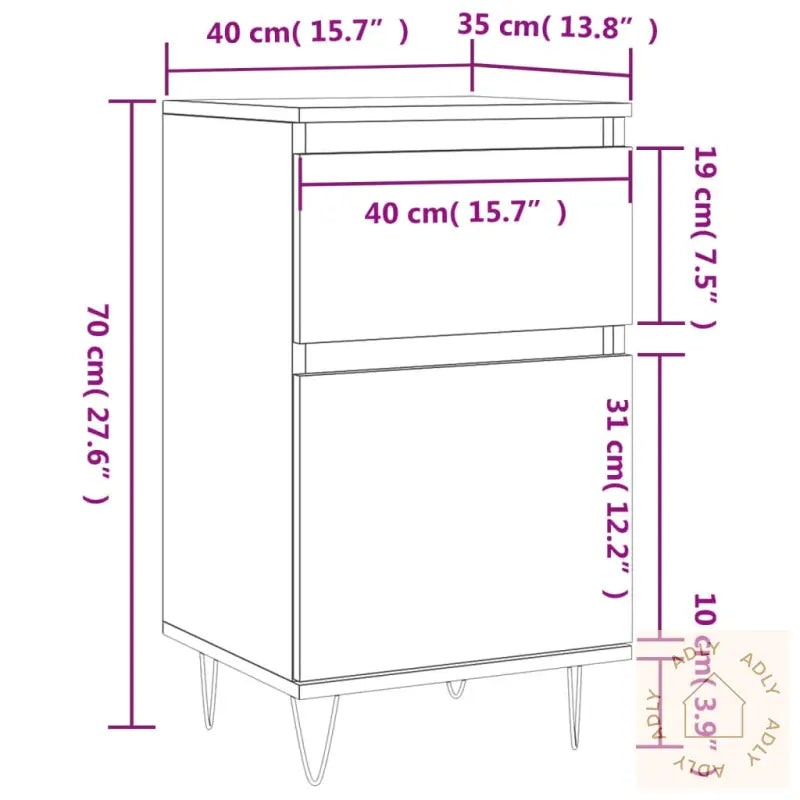 Skjenk Hvit 40X35X70 Cm Konstruert Tre