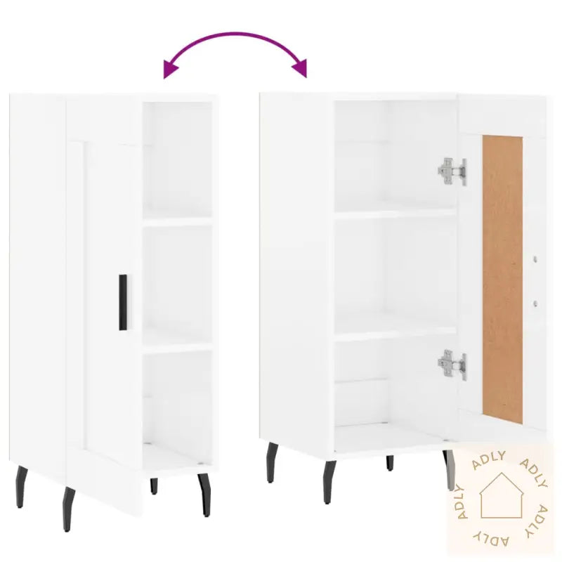 Skjenk Høyglans Hvit 34,5X34X90 Cm Konstruert Tre