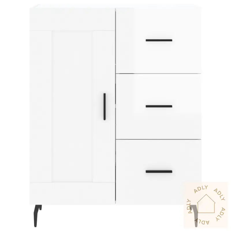 Skjenk Høyglans Hvit 69,5X34X90 Cm Konstruert Tre