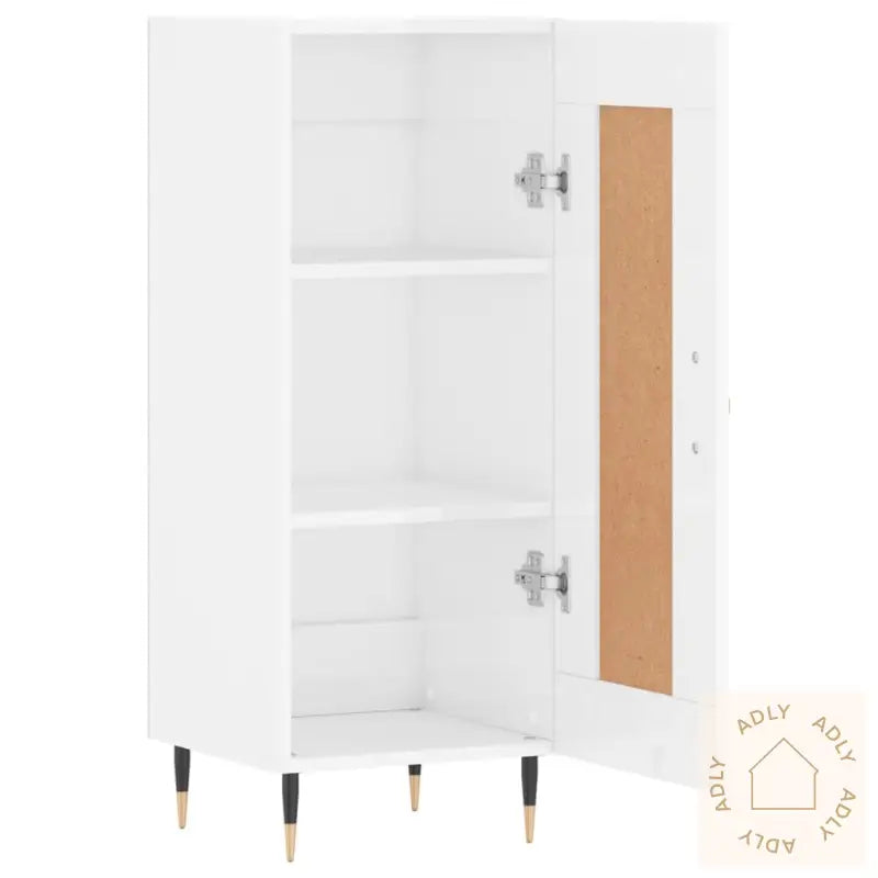 Skjenk Høyglans Hvit 34,5X34X90 Cm Konstruert Tre