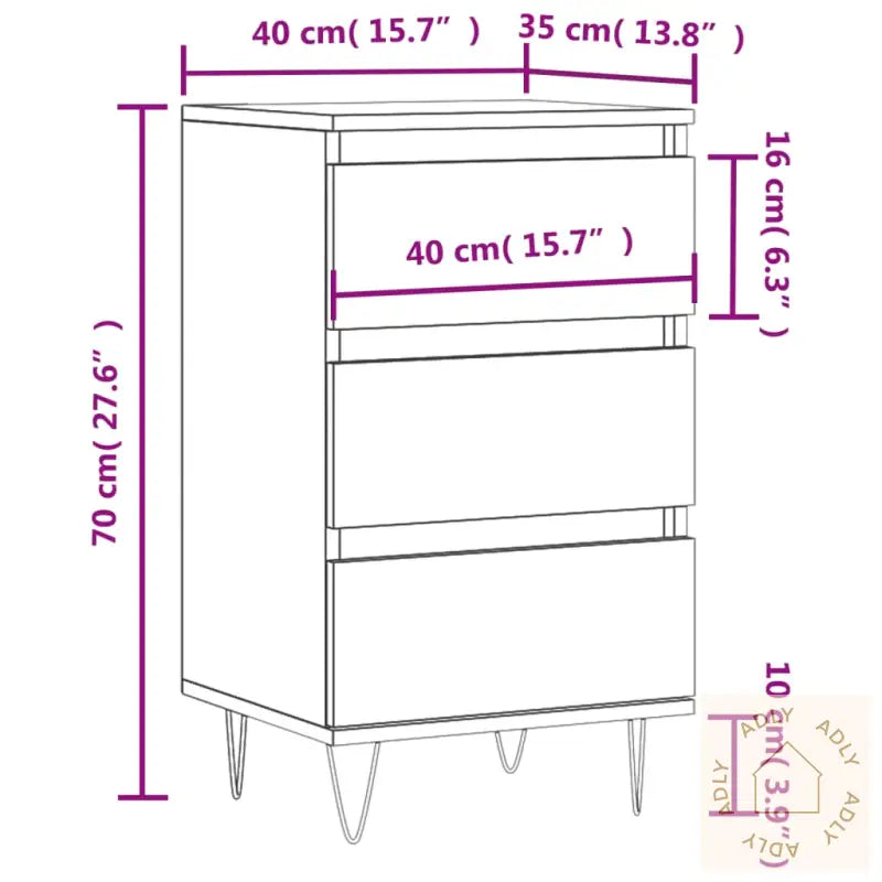 Skjenk Svart 40X35X70 Cm Konstruert Tre