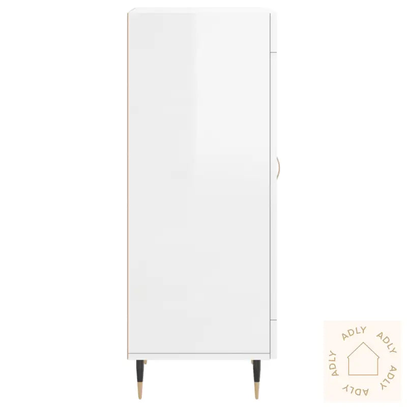 Skjenk Høyglans Hvit 34,5X34X90 Cm Konstruert Tre