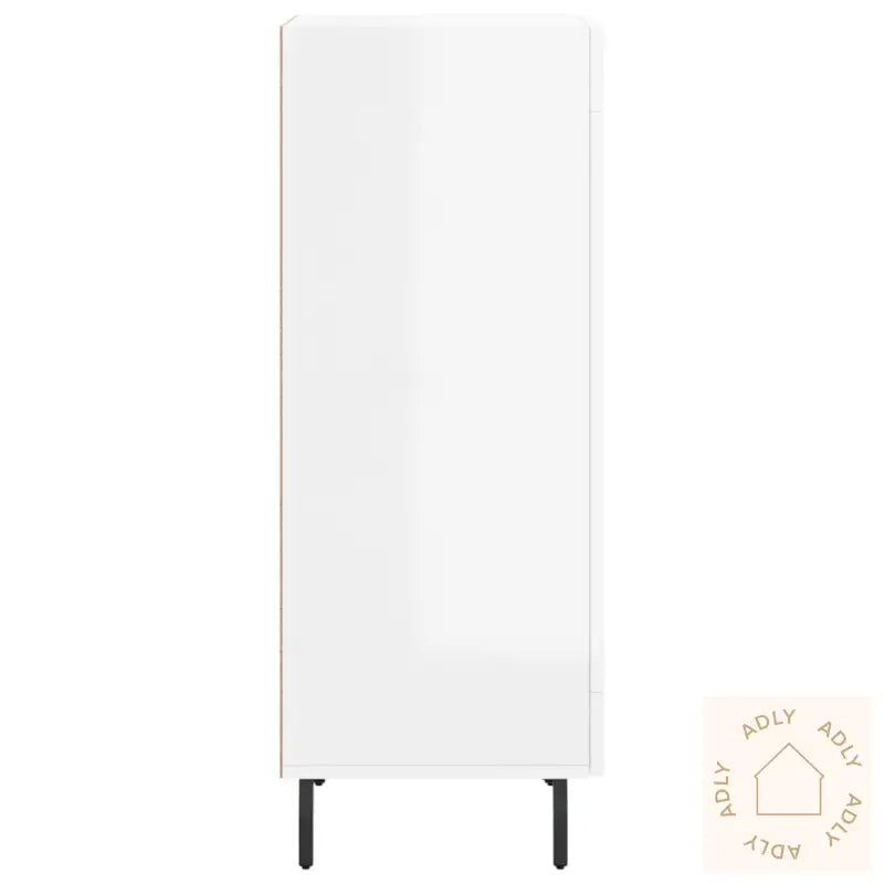 Skjenk Høyglans Hvit 34,5X34X90 Cm Konstruert Tre