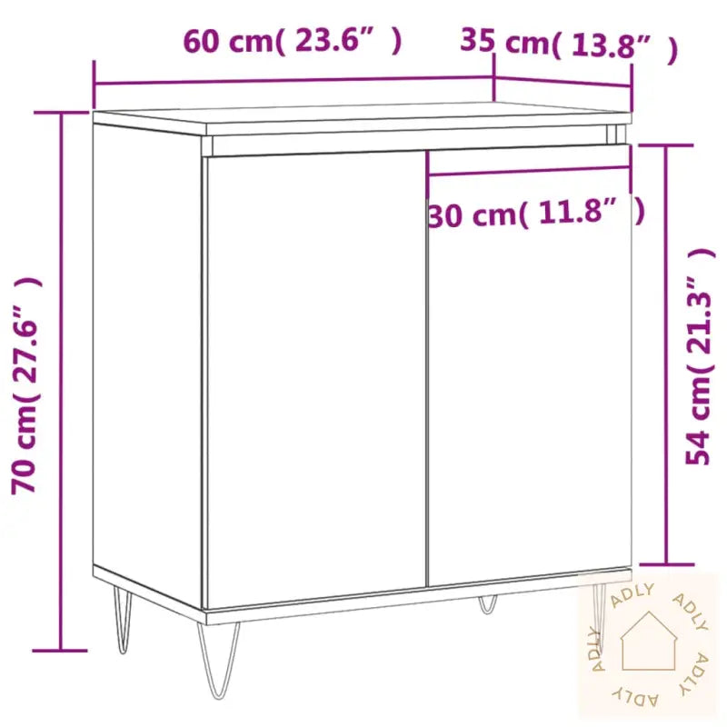 Skjenk Hvit 60X35X70 Cm Konstruert Tre