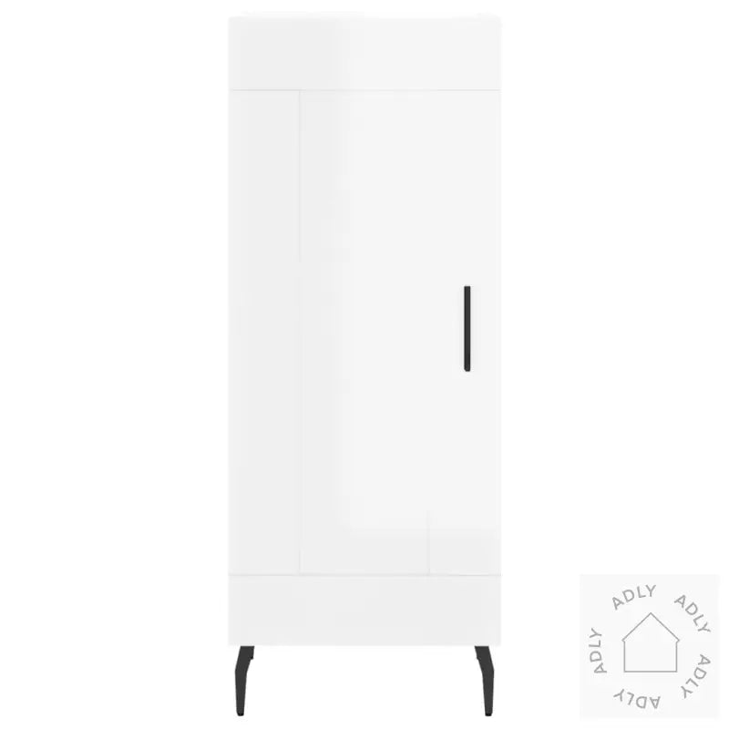 Skjenk Høyglans Hvit 34,5X34X90 Cm Konstruert Tre