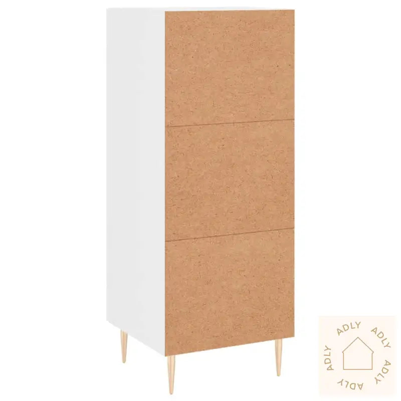Skjenk Høyglans Hvit 34,5X34X90 Cm Konstruert Tre
