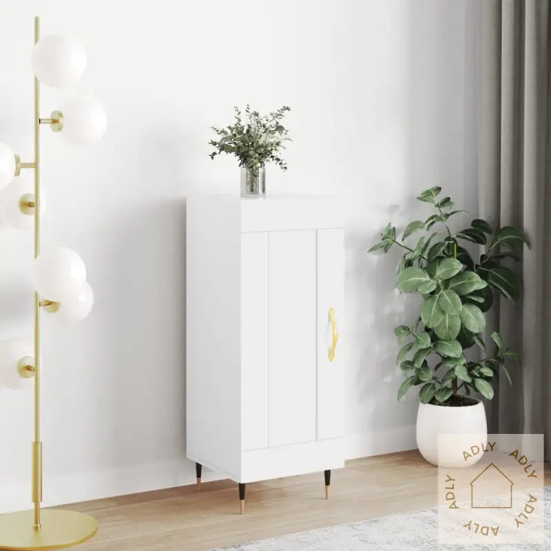 Skjenk Hvit 34,5X34X90 Cm Konstruert Tre