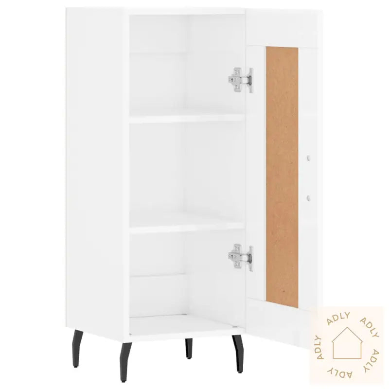 Skjenk Høyglans Hvit 34,5X34X90 Cm Konstruert Tre