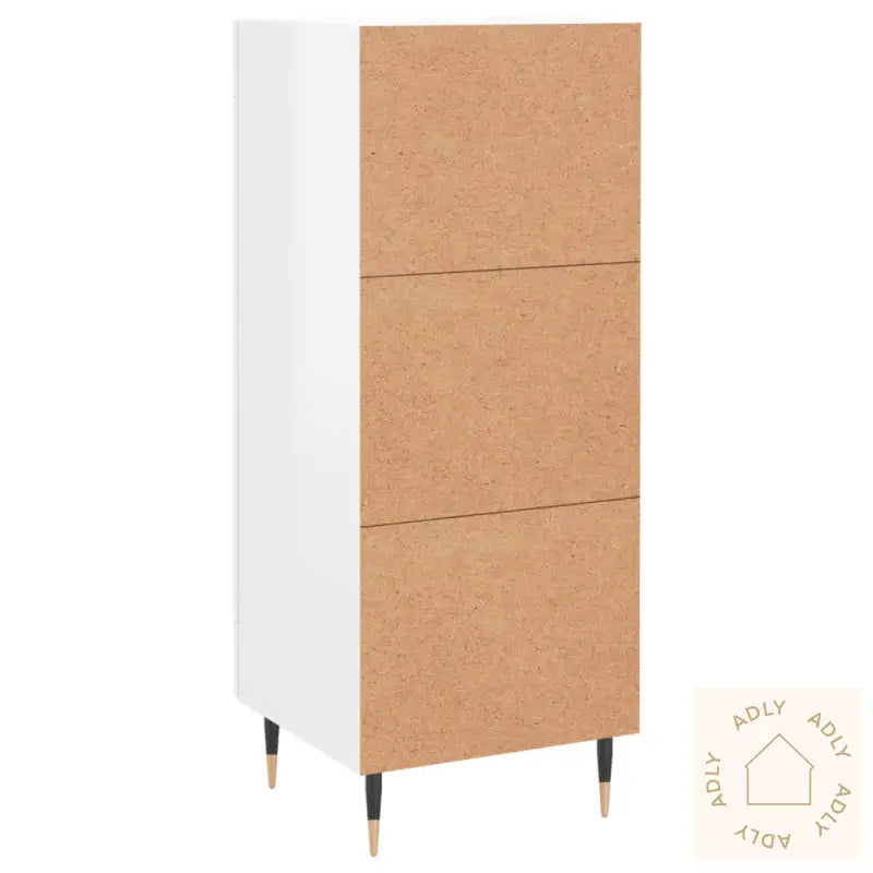 Skjenk Høyglans Hvit 34,5X34X90 Cm Konstruert Tre