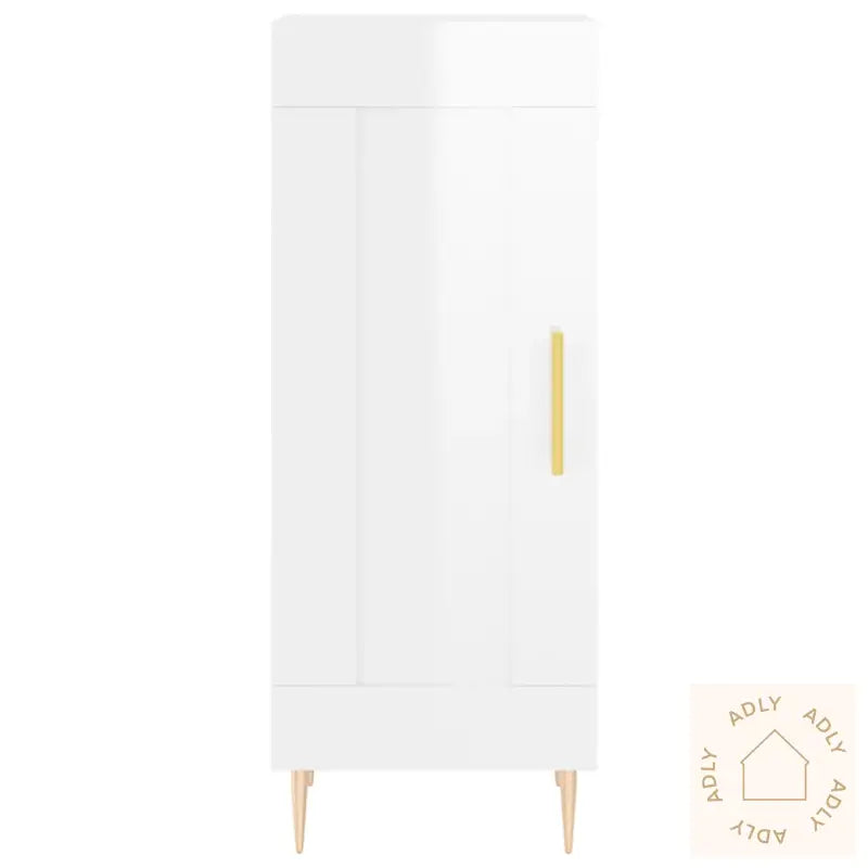 Skjenk Høyglans Hvit 34,5X34X90 Cm Konstruert Tre