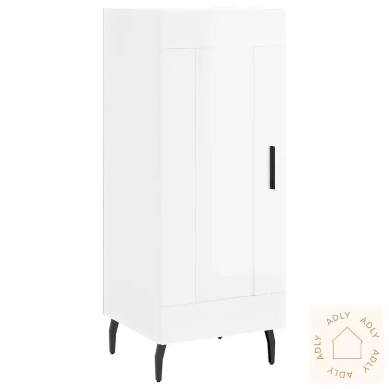 Skjenk Høyglans Hvit 34,5X34X90 Cm Konstruert Tre