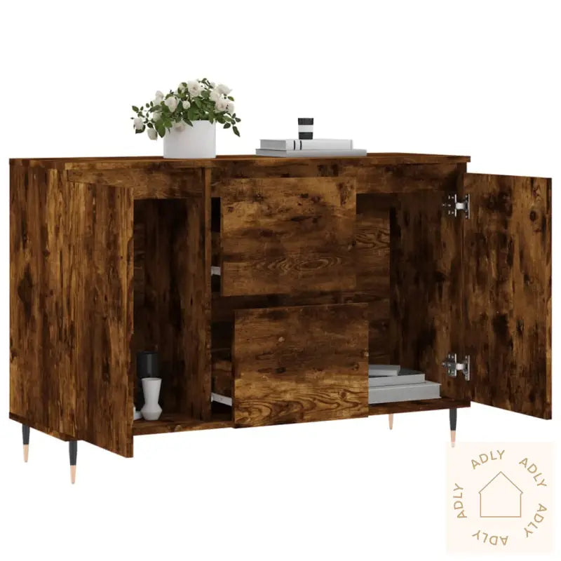 Skjenk Røkt Eik 104X35X70 Cm Konstruert Tre