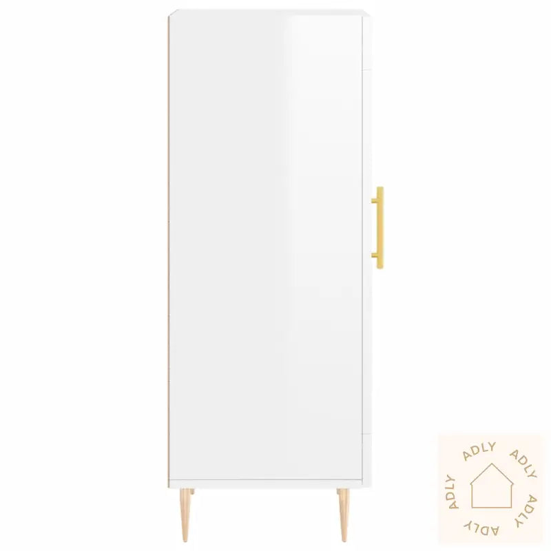 Skjenk Høyglans Hvit 34,5X34X90 Cm Konstruert Tre