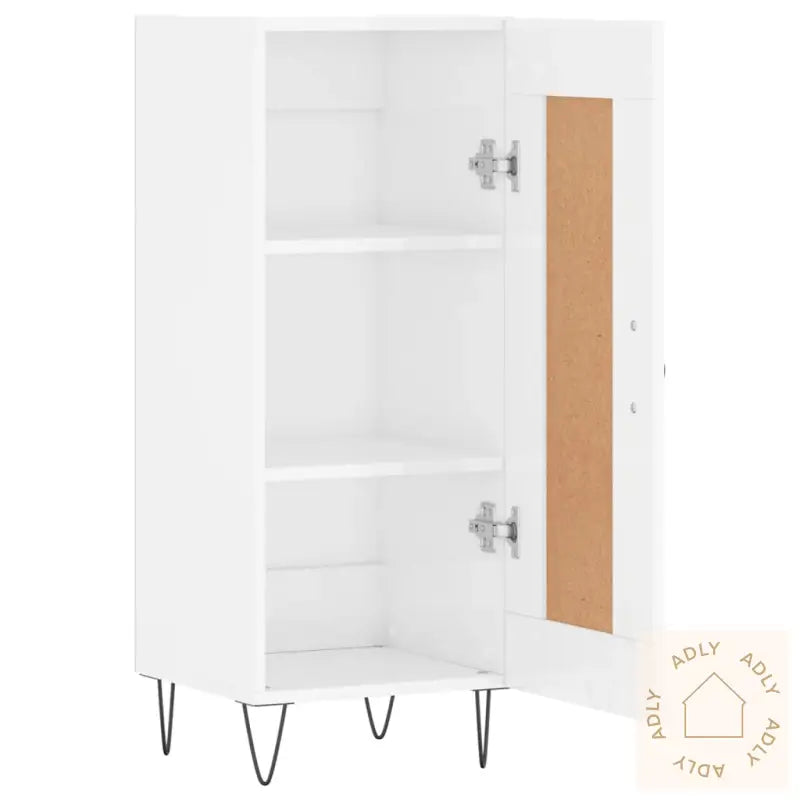Skjenk Høyglans Hvit 34,5X34X90 Cm Konstruert Tre