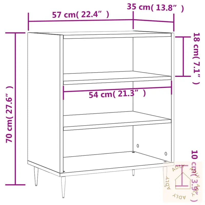 Skjenk Betonggrå 57X35X70 Cm Konstruert Tre