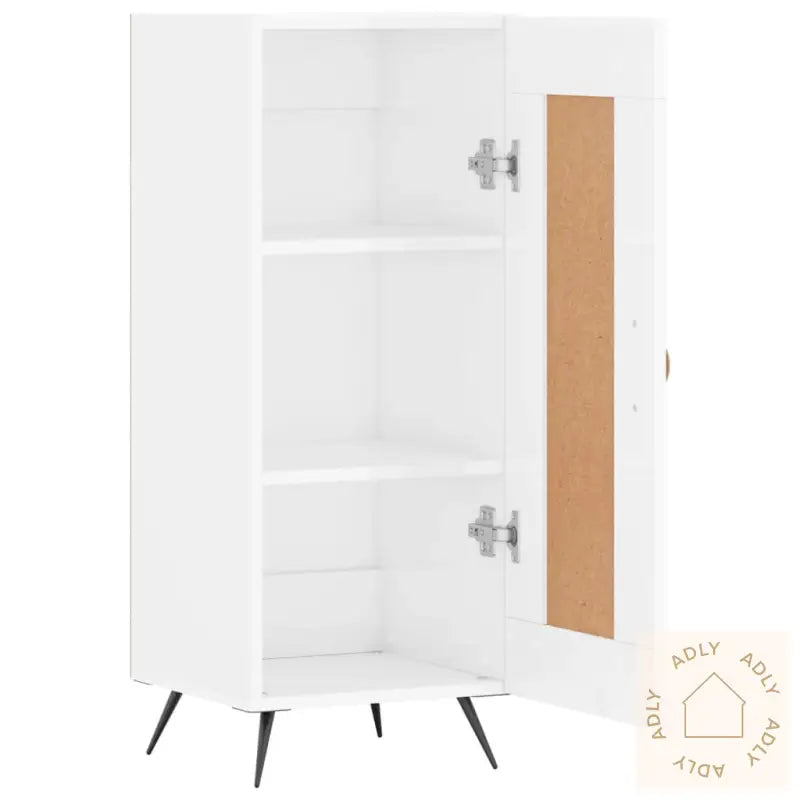 Skjenk Høyglans Hvit 34,5X34X90 Cm Konstruert Tre
