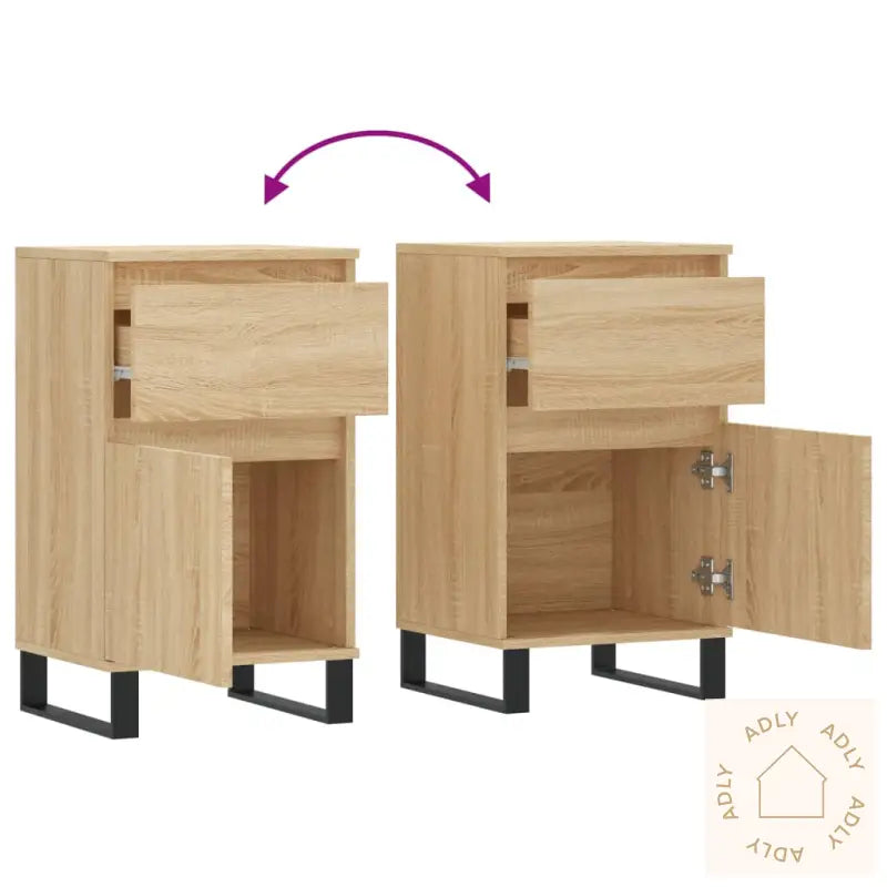Skjenker 2 Stk Sonoma Eik 40X35X70 Cm Konstruert Tre