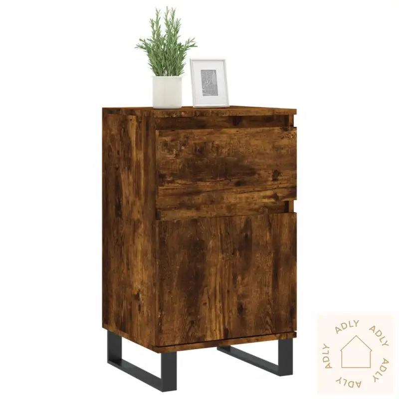 Skjenker 2 Stk Røkt Eik 40X35X70 Cm Konstruert Tre