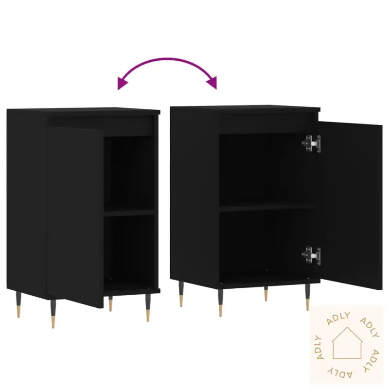 Skjenk 2 Stk Svart 40X35X70 Cm Konstruert Tre