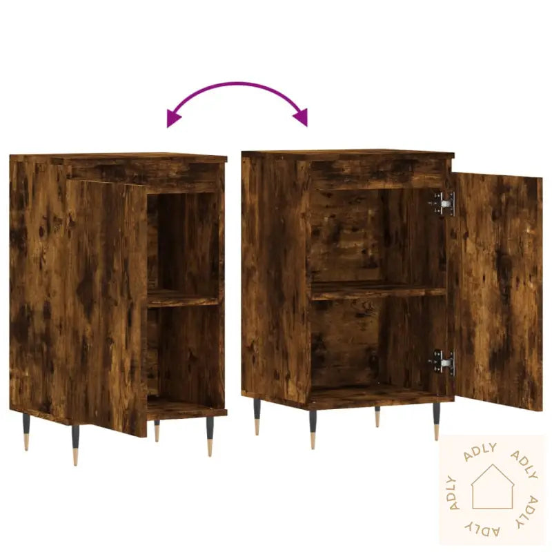 Skjenker 2 Stk Røkt Eik 40X35X70 Cm Konstruert Tre