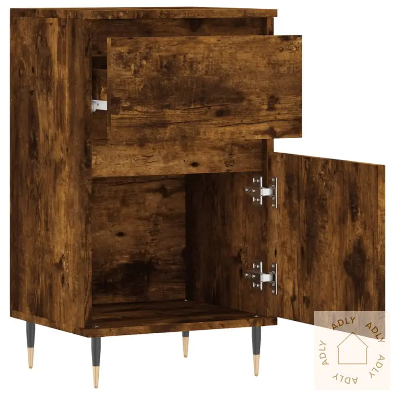 Skjenker 2 Stk Røkt Eik 40X35X70 Cm Konstruert Tre