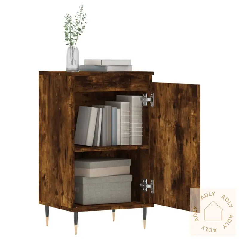 Skjenker 2 Stk Røkt Eik 40X35X70 Cm Konstruert Tre