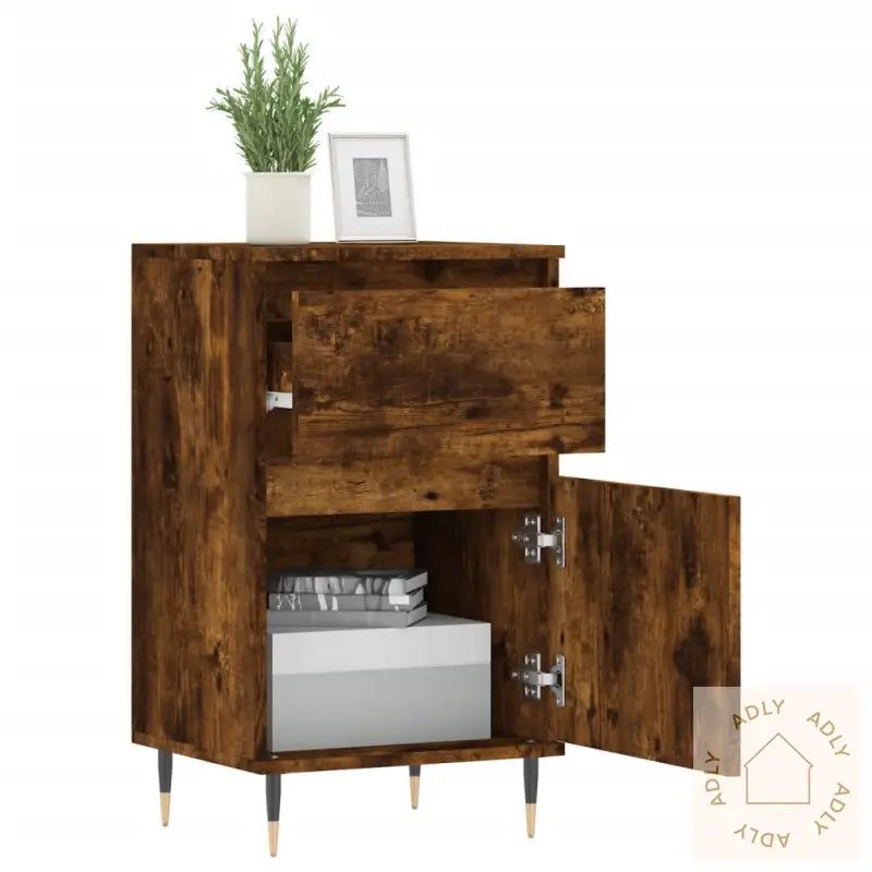 Skjenker 2 Stk Røkt Eik 40X35X70 Cm Konstruert Tre