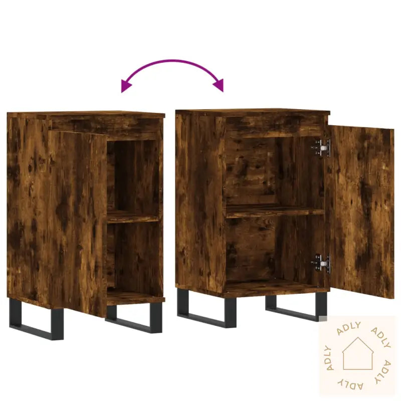 Skjenker 2 Stk Røkt Eik 40X35X70 Cm Konstruert Tre