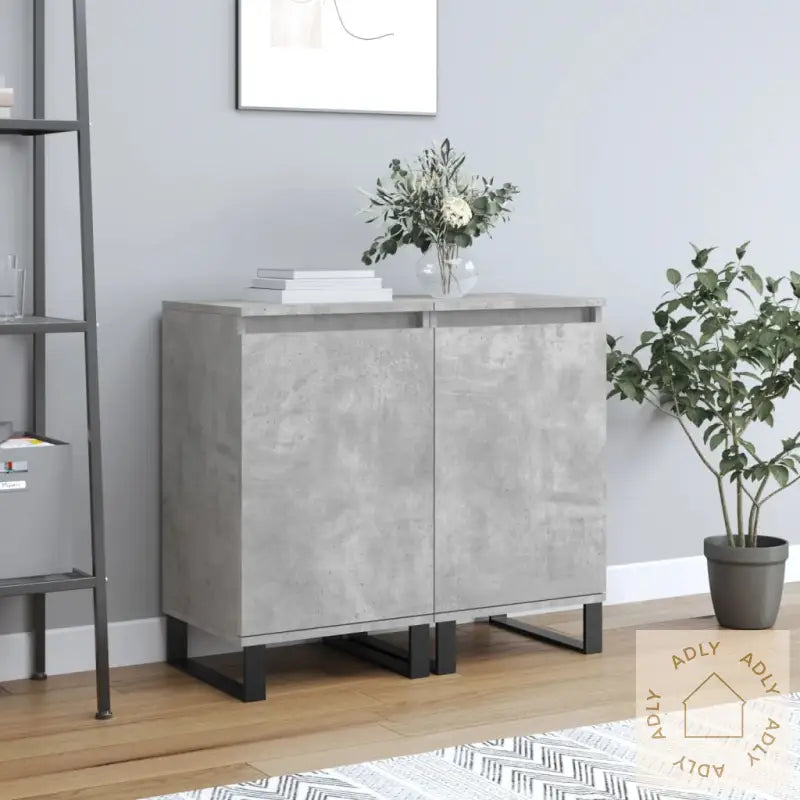 Skjenker 2 Stk Betonggrå 40X35X70 Cm Konstruert Tre