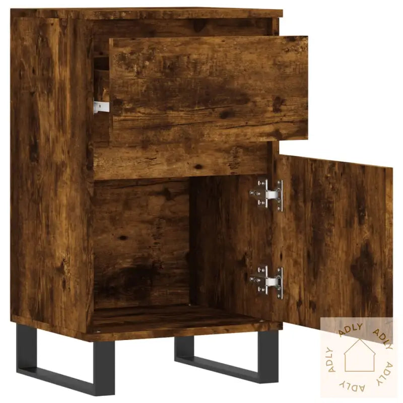 Skjenker 2 Stk Røkt Eik 40X35X70 Cm Konstruert Tre