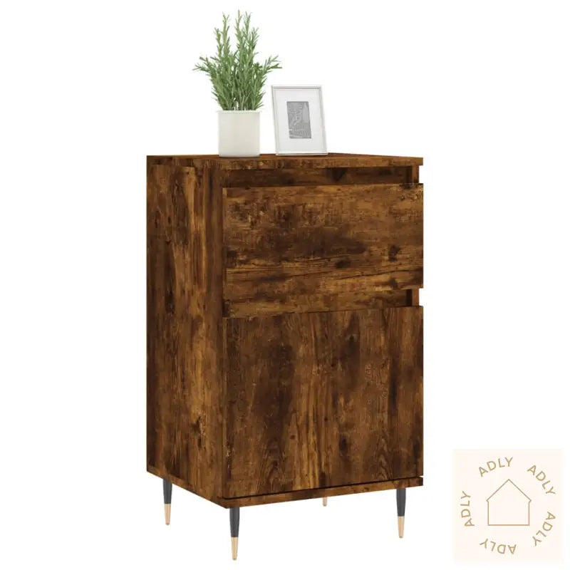 Skjenker 2 Stk Røkt Eik 40X35X70 Cm Konstruert Tre