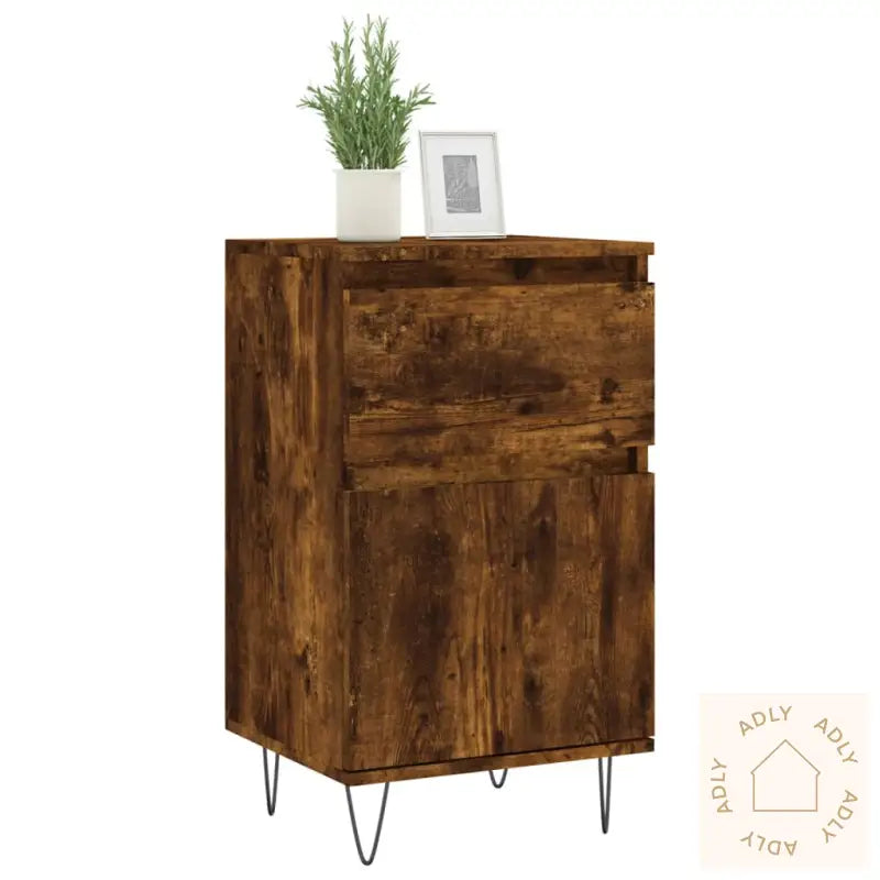 Skjenker 2 Stk Røkt Eik 40X35X70 Cm Konstruert Tre