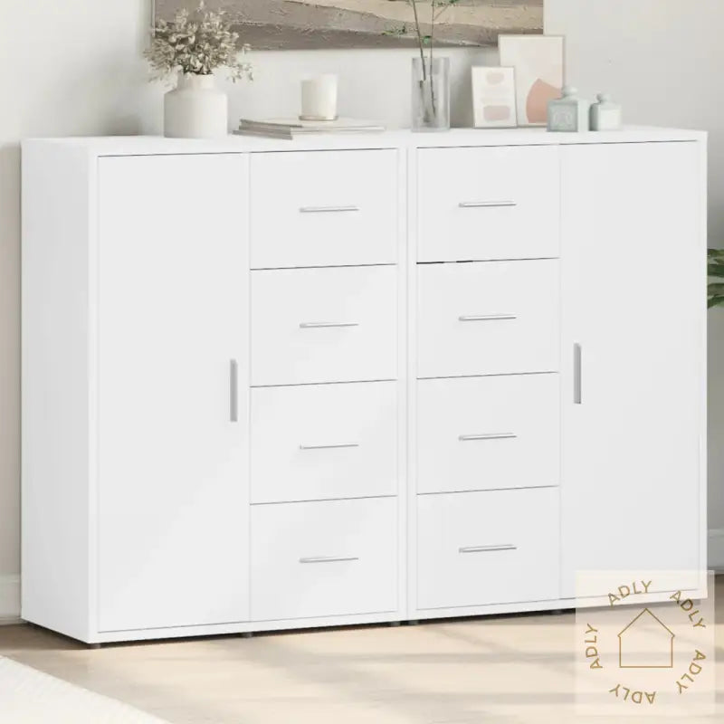 Skjenker 2 Stk Hvit 60X31X84 Cm Konstruert Tre