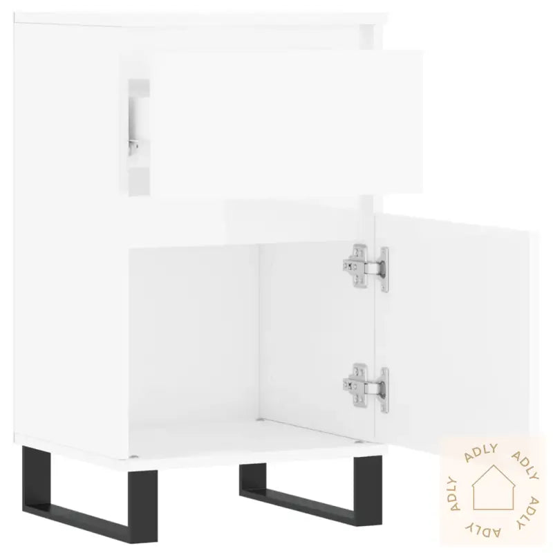 Skjenker 2 Stk Høyglans Hvit 40X35X70 Cm Konstruert Tre