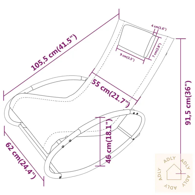 Solseng Med Pute Stål Og Textilene Svart