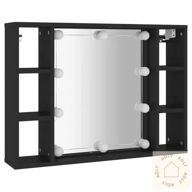 Speilskap Med Led Svart 76X15X55 Cm
