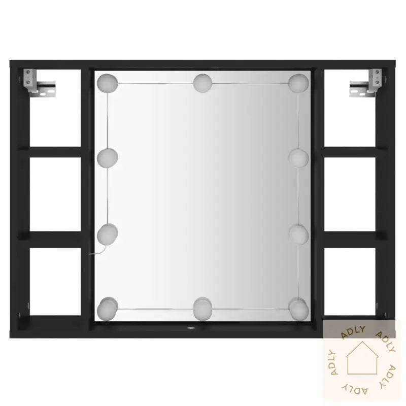 Speilskap Med Led Svart 76X15X55 Cm