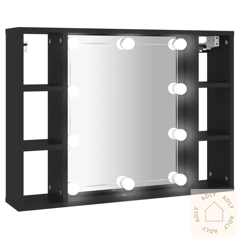 Speilskap Med Led Svart 76X15X55 Cm
