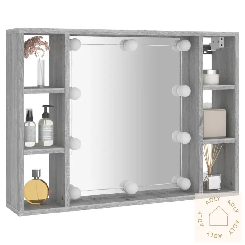 Speilskap Med Led Grå Sonoma 76X15X55 Cm