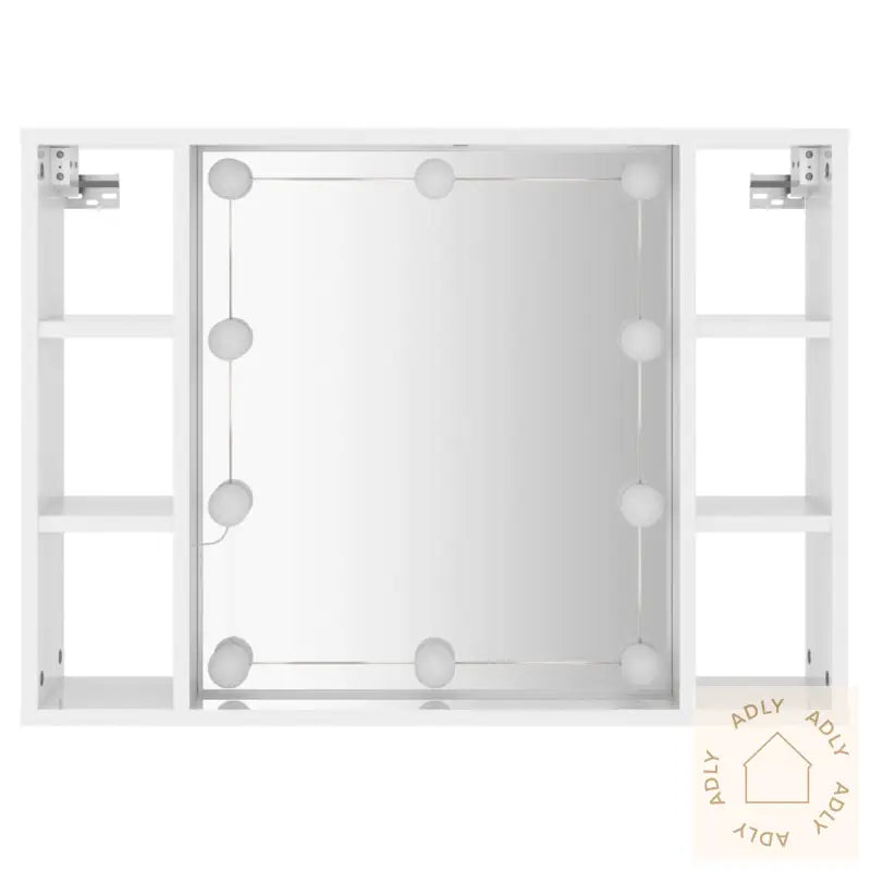 Speilskap Med Led Høyglans Hvit 76X15X55 Cm