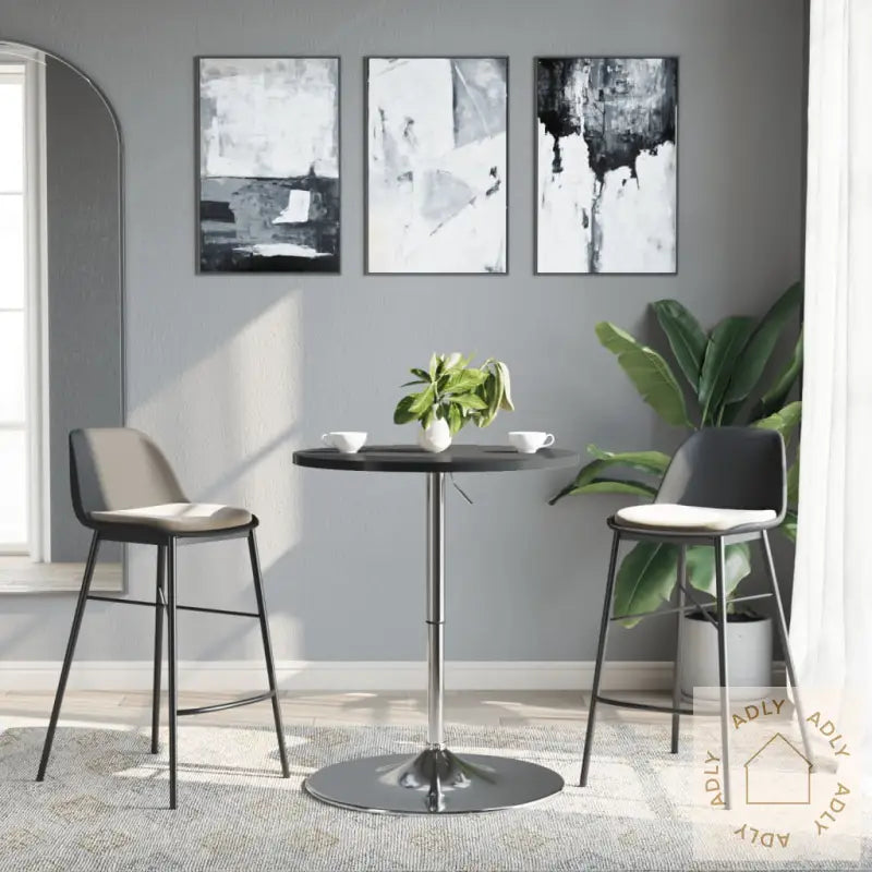 Barbord Svart 60X60X90 Cm Konstruert Tre Og Forkrommet Stål