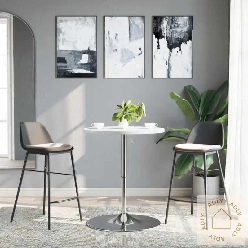 Barbord Hvit 60X60X90 Cm Konstruert Tre Og Forkrommet Stål