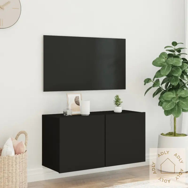 Vegghengt Tv-Benk Svart 80X30X41 Cm
