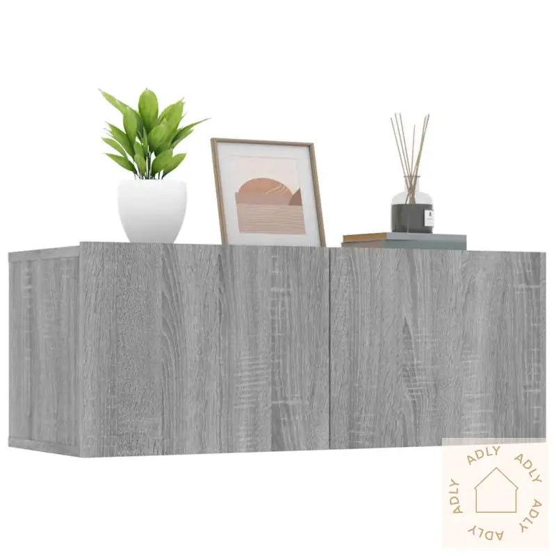 Tv-Benker 2 Stk Grå Sonoma 80X30X30 Cm Konstruert Tre