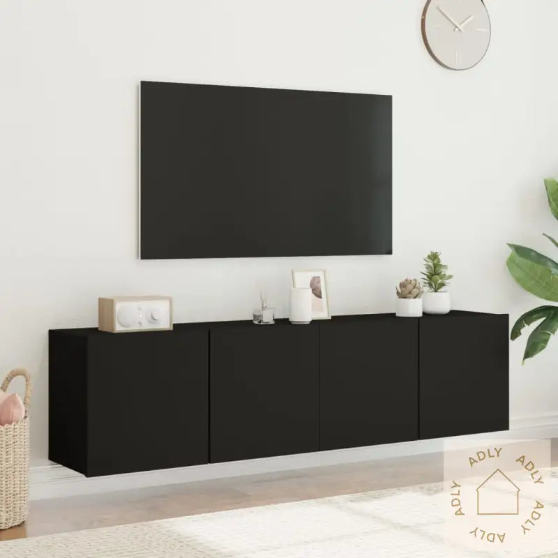 Veggmonterte Tv-Benker 2 Stk Svart 80X30X41 Cm